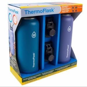 ThermoFlask 2 Pack Spout Straw Combo Bottle - Superior Blue/Mauve